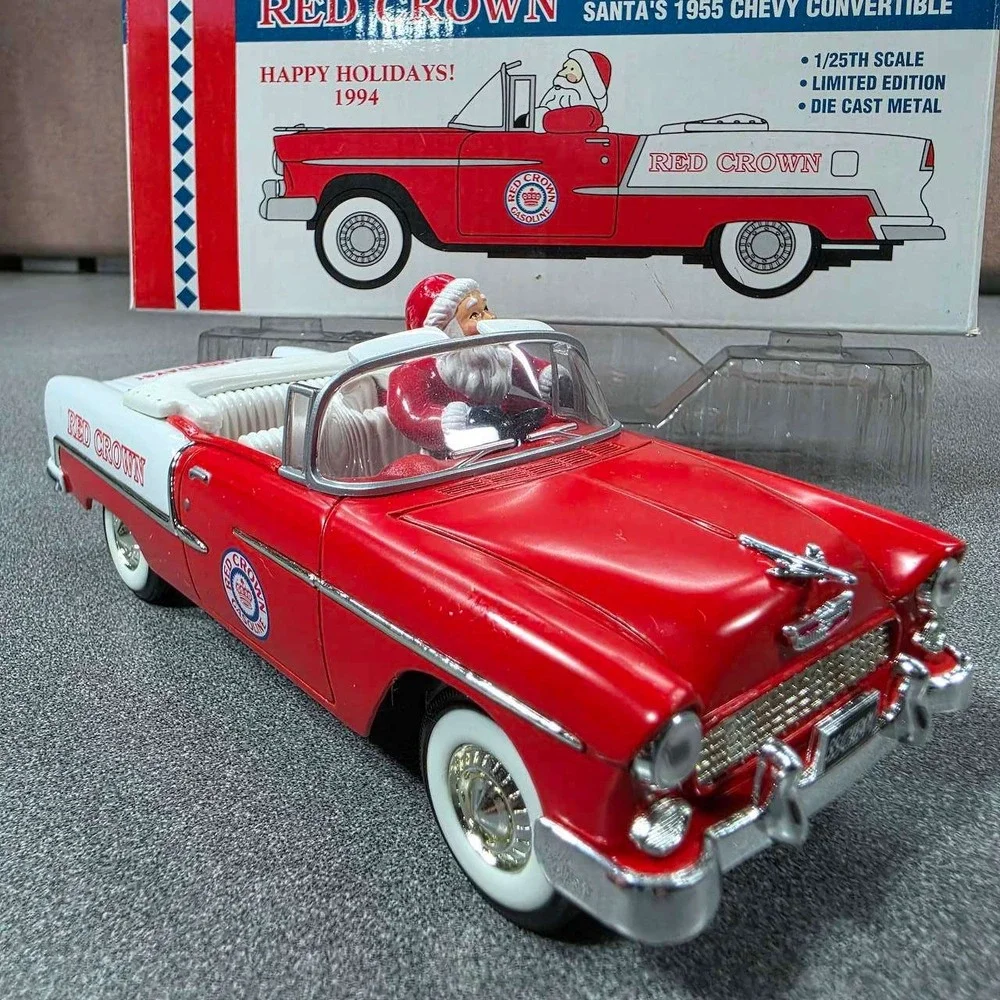 Red Crown 1955 Chevy Convertible Santa 1/25 Scale Excellent 1994 Christmas Car